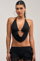 FESTIVAL QUEEN BRALETTE TOP IN BLACK