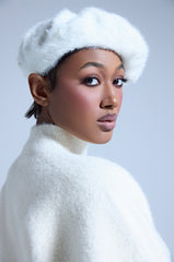PEARLY WHITES FLUFFY BERET