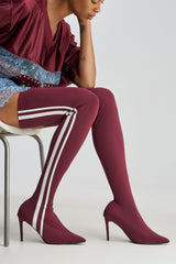 AZALEA WANG THALUNE BURGUNDY STRETCH SPORTY STILETTO