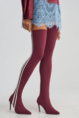 AZALEA WANG THALUNE BURGUNDY STRETCH SPORTY STILETTO