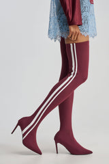 AZALEA WANG THALUNE BURGUNDY STRETCH SPORTY STILETTO