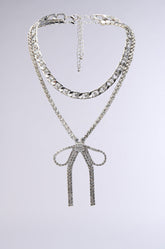 WITH A BOW SILVER NECKLACE SET