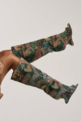 AZALEA WANG VINCENT ANIMAL WEDGE OPEN TOE BOOT