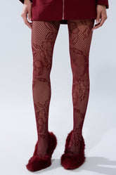 REALLY WITH IT LACE TIGHTS IN BURGUNDY
