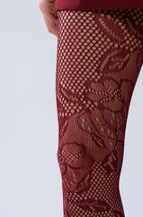 REALLY WITH IT LACE TIGHTS IN BURGUNDY