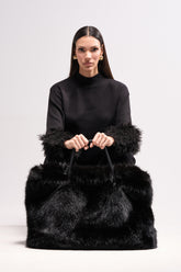 YETI LARGE FAUX FUR TOTE IN BLACK