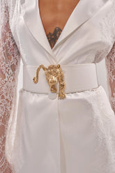 NO BOUNDARIES PU STRETCH BELT IN WHITE