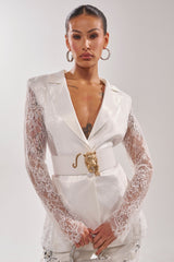 NO BOUNDARIES PU STRETCH BELT IN WHITE