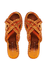 AZALEA WANG AMMON ORANGE METALLIC BRAIDED SANDAL