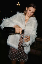 Textured Faux Fur Coat