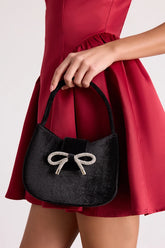Bowden Black Velvet Mini Handbag