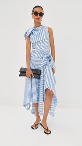 Bow Drape Cascade Dress