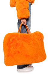 YETI LARGE FAUX FUR TOTE IN ORANGE