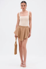 NEW STANDARD SQUARE NECK SLEEVELESS BODYSUIT IN BEIGE
