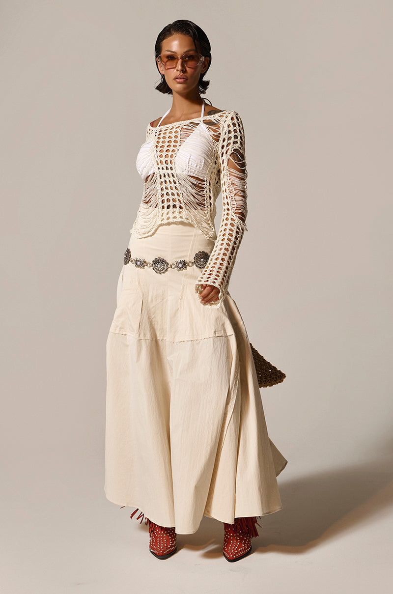 CLAIRE EXPOSED SEAMS MIDI SKIRT
