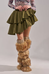 OLIVIA OLIVE MINI PLEATED SKIRT
