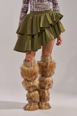 OLIVIA OLIVE MINI PLEATED SKIRT