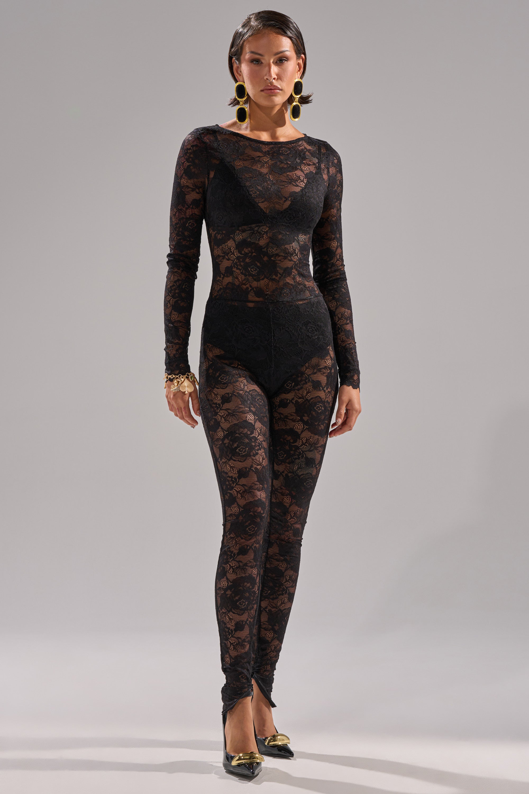 FROM DAY TO NIGHT LACE JUMPSUIT IN BLACK