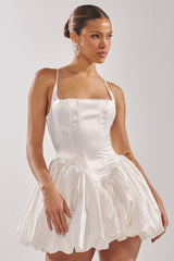 JULIET SATIN MINI DRESS IN IVORY