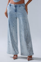 MILA EMBELLISHED FLARE PANT IN DENIM