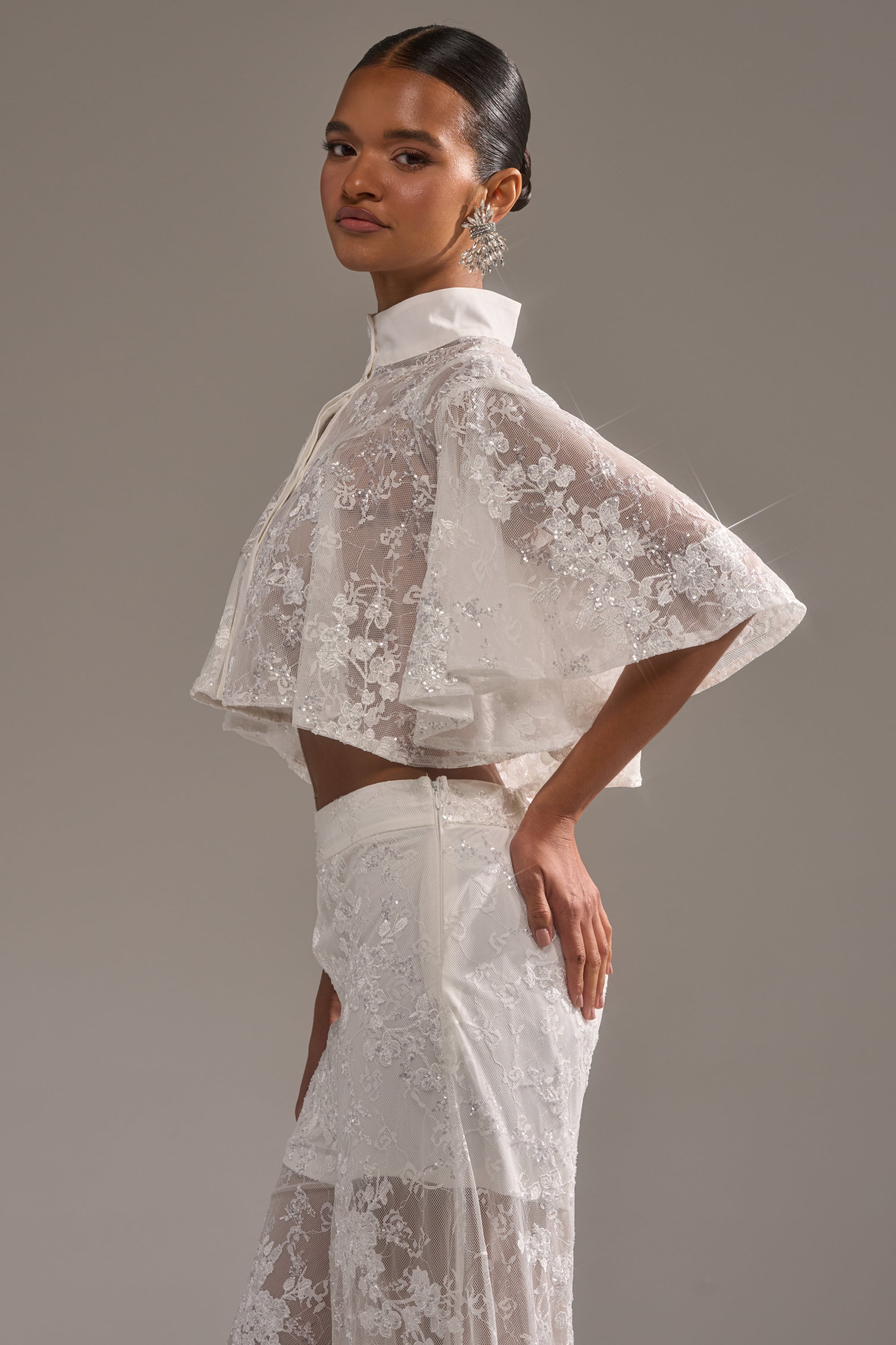EVA LACE SHORT SLEEVE BUTTON DOWN