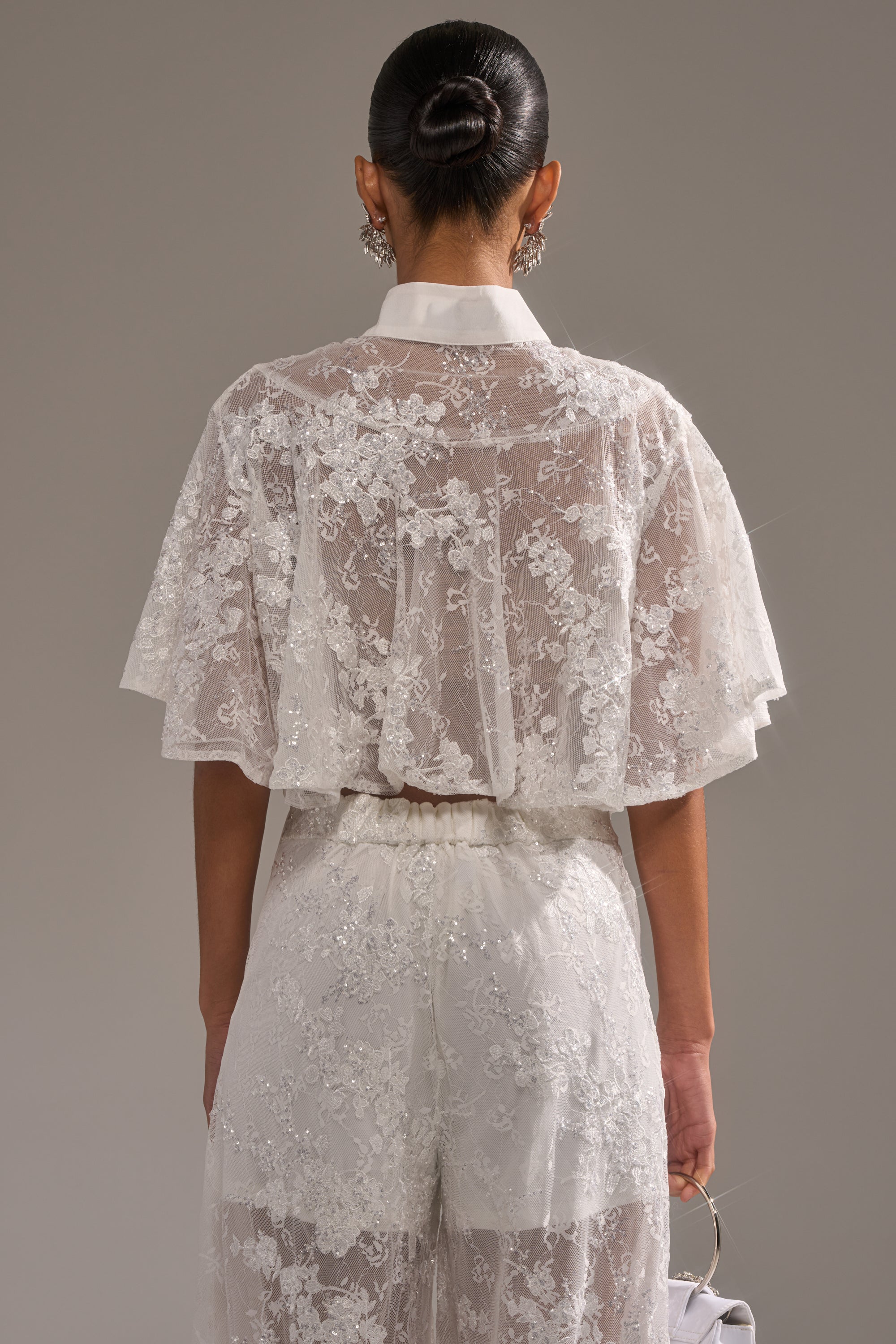 EVA LACE SHORT SLEEVE BUTTON DOWN