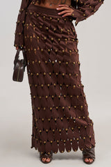 THE SNEAK PEEK STUDDED SUEDE MIDI SKIRT