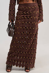 THE SNEAK PEEK STUDDED SUEDE MIDI SKIRT