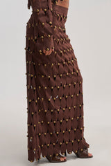 THE SNEAK PEEK STUDDED SUEDE MIDI SKIRT