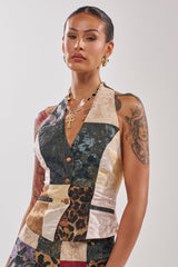 MADE YOU LOOK PATCHWORK HALTER VEST