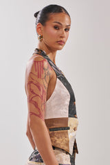 MADE YOU LOOK PATCHWORK HALTER VEST