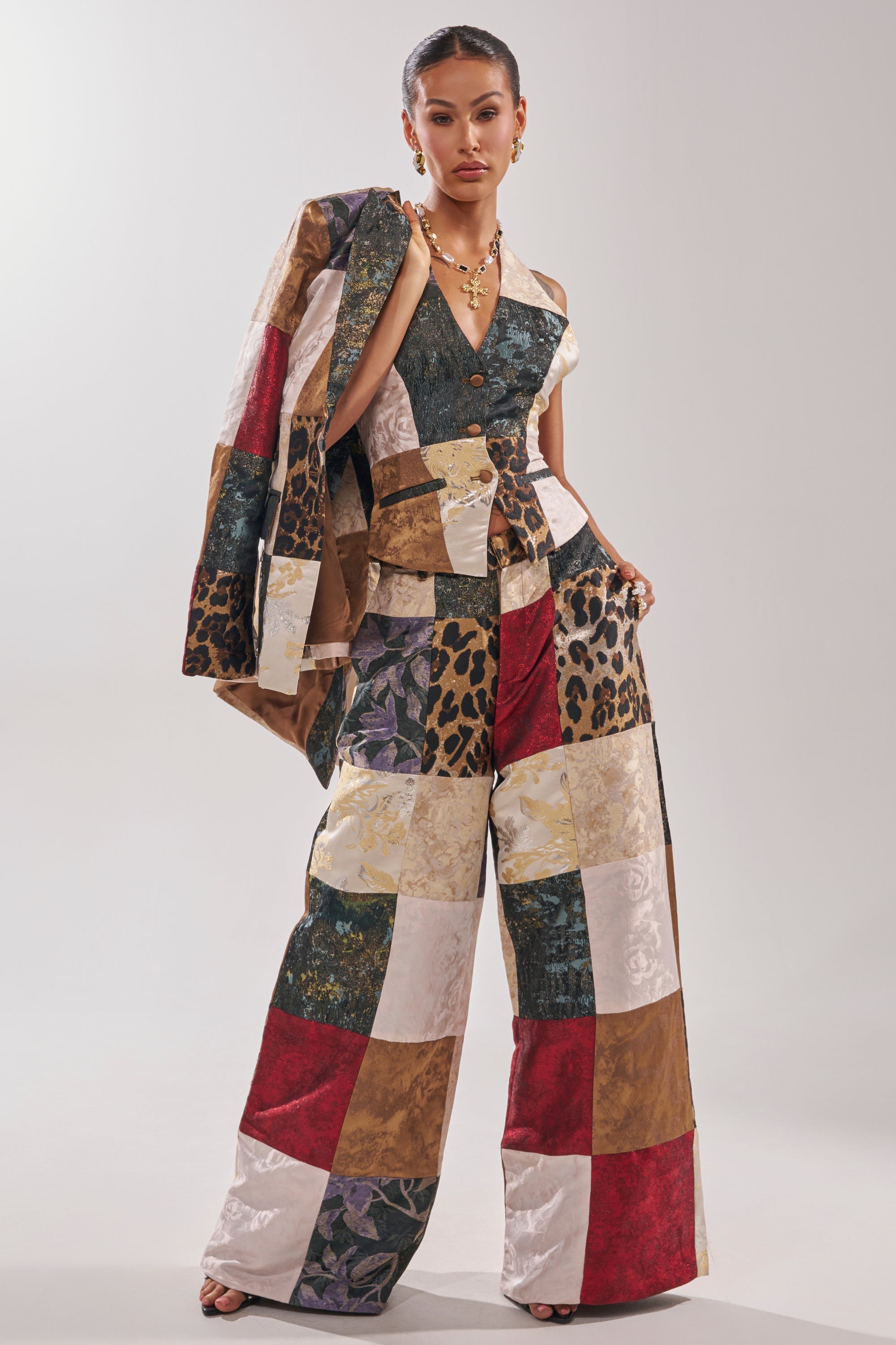 MADE YOU LOOK PATCHWORK HALTER VEST