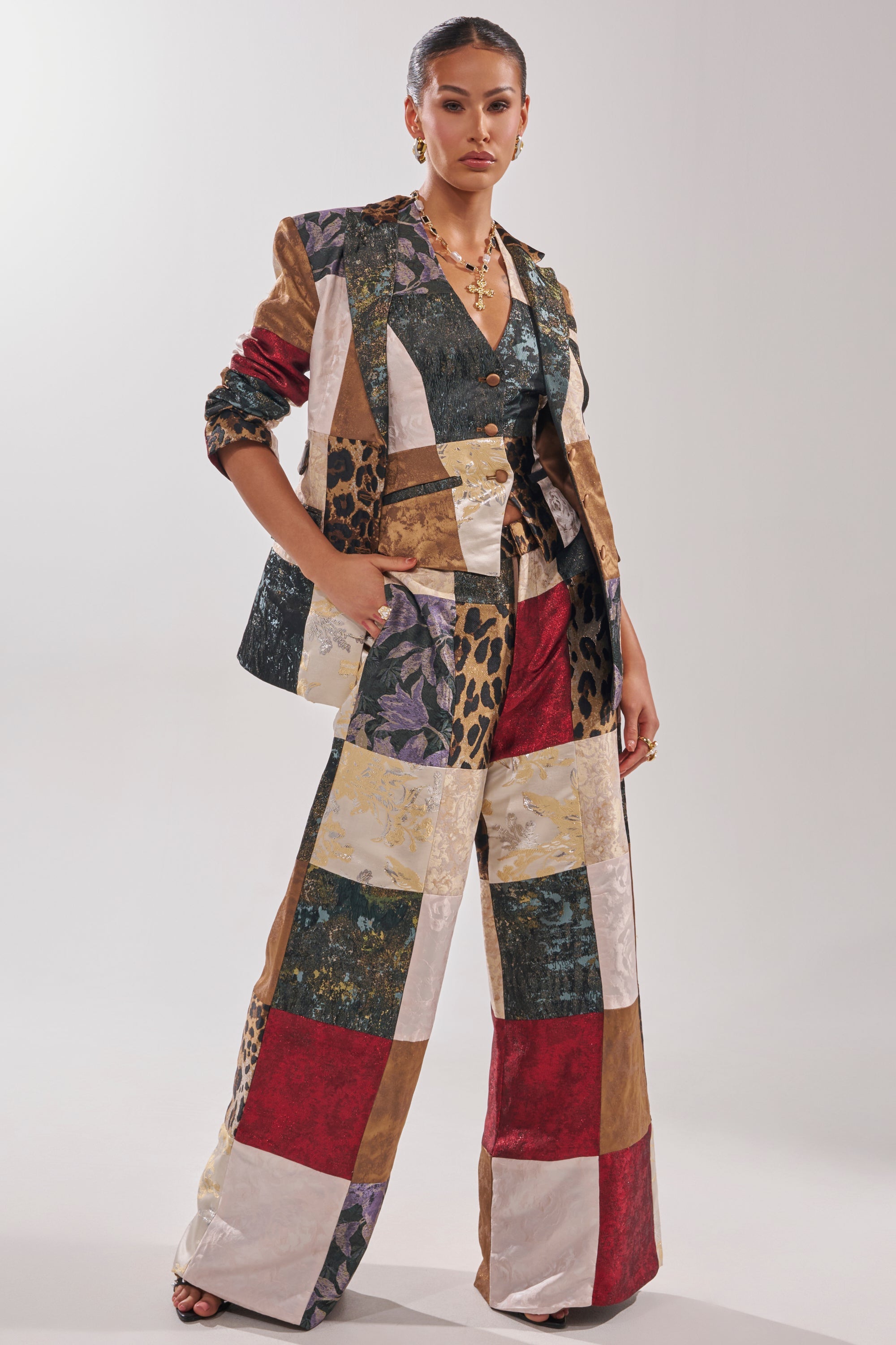 MADE YOU LOOK PATCHWORK HALTER VEST