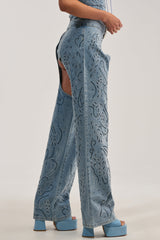 COWGIRL NIGHTS RHINESTONE DENIM CHAPS