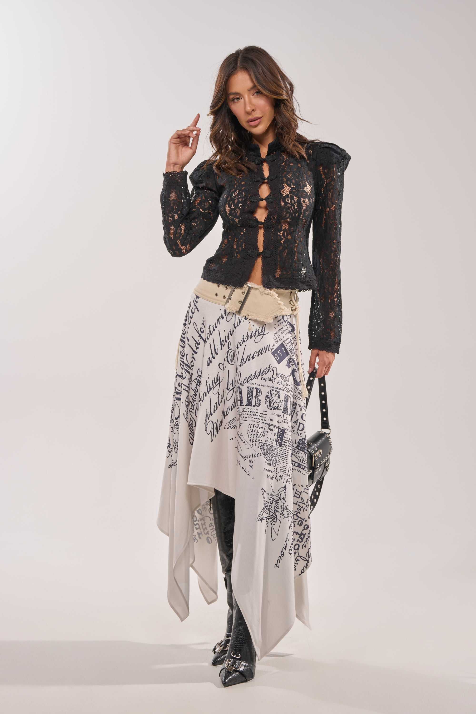 READ ME MIDI SKIRT