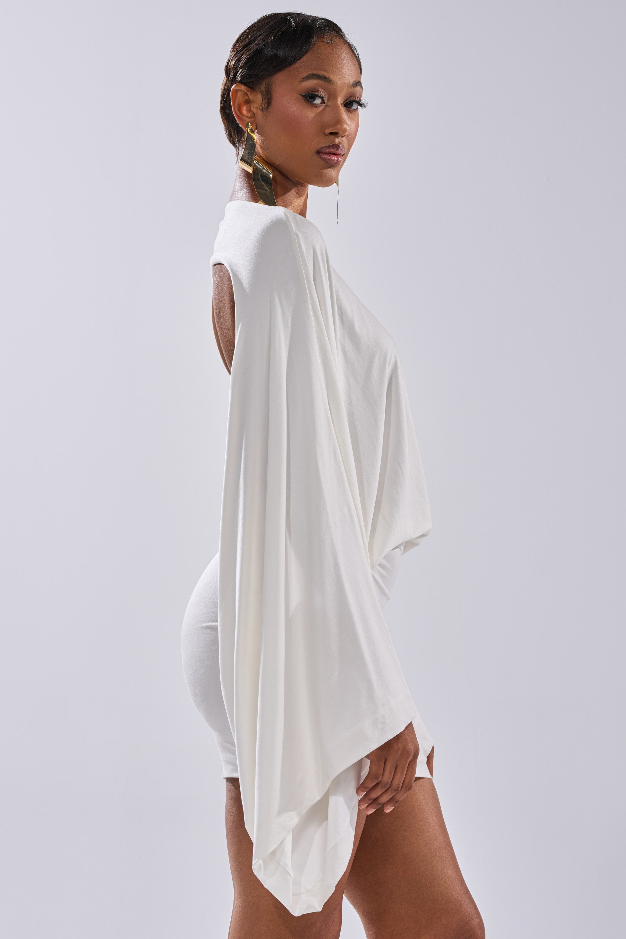 DIANA DRAPED MINI DRESS IN WHITE