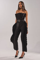 RUFFLE MY FEATHERS BLACK JUMPSUIT