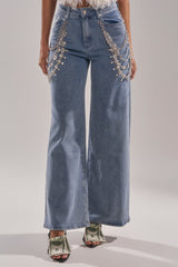 DIAMOND LOVER RELAXED DENIM WITH RHINESTONE