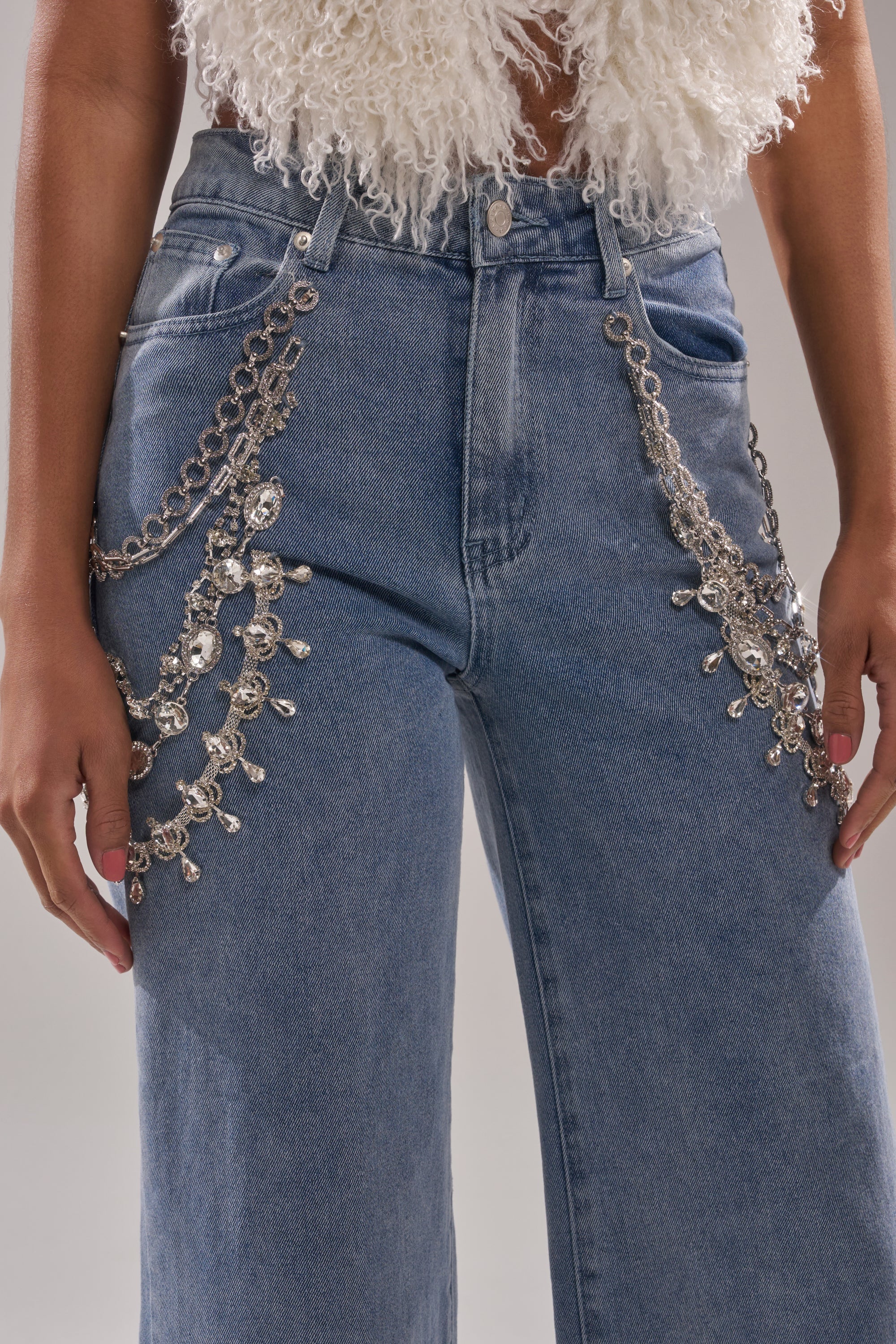 DIAMOND LOVER RELAXED DENIM WITH RHINESTONE