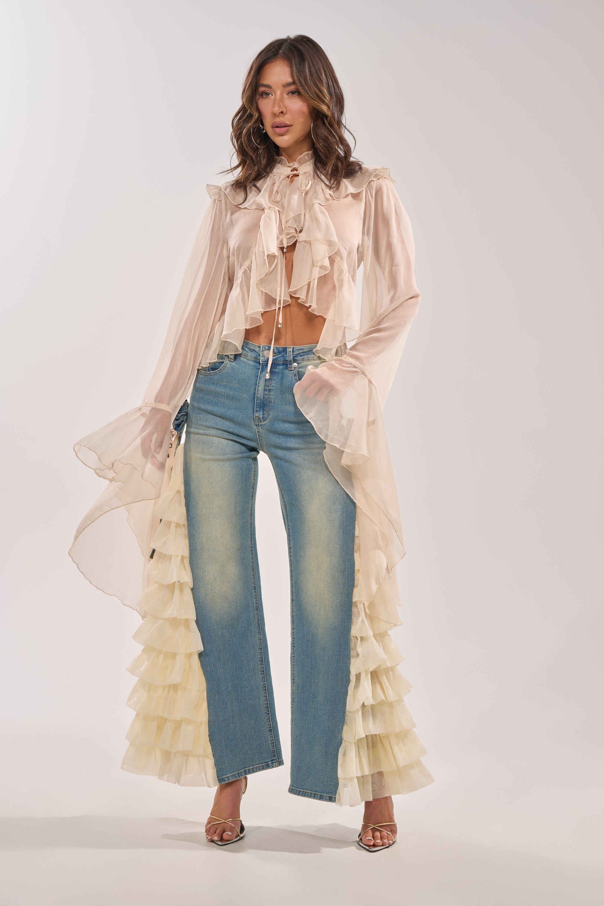 RUFFLE CITY STRAIGHT LEG DENIM