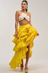 ELEGANT QUEEN ASYMMETRICAL SKIRT IN YELLOW