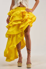 ELEGANT QUEEN ASYMMETRICAL SKIRT IN YELLOW