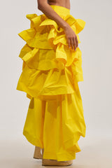 ELEGANT QUEEN ASYMMETRICAL SKIRT IN YELLOW