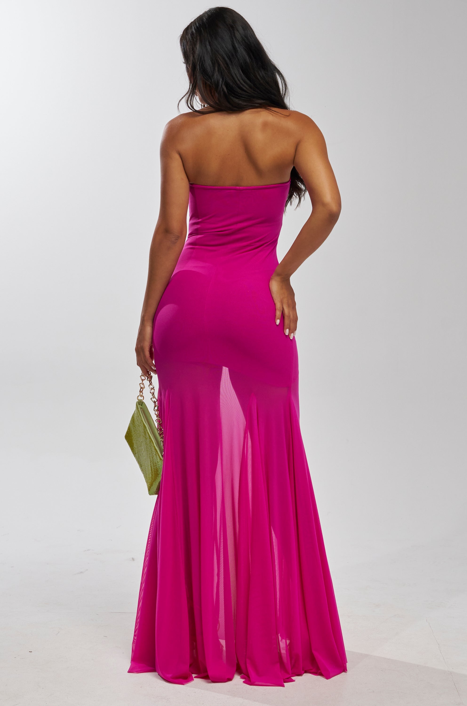 NO APOLOGIES STRAPLESS BANDAGE MAXI IN PINK