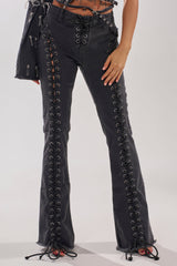 HOTTY LACE UP FLARE DENIM