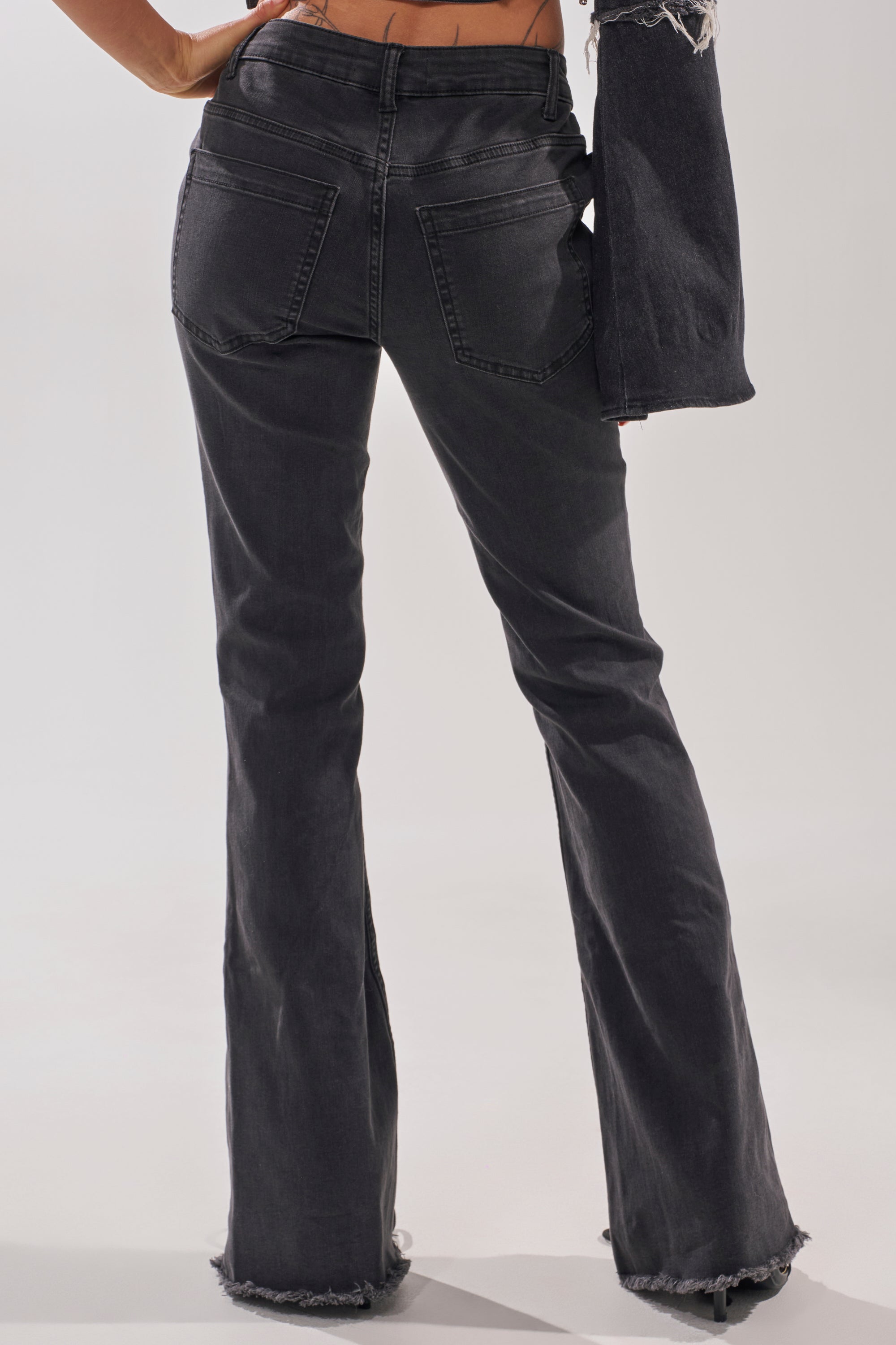 HOTTY LACE UP FLARE DENIM