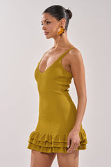 RUFFLE QUEEN MINI DRESS IN GREEN