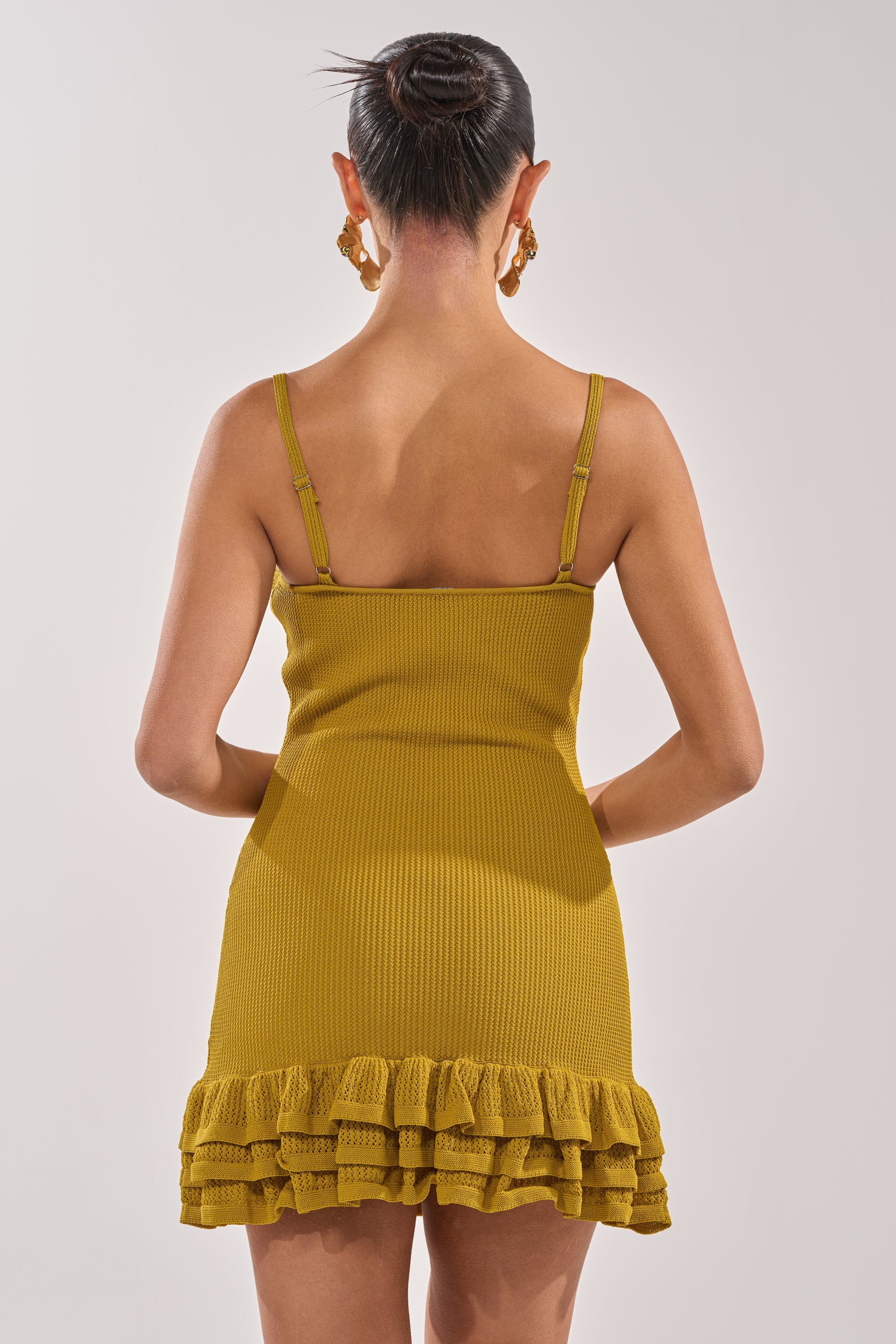 RUFFLE QUEEN MINI DRESS IN GREEN