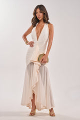 SWEET SUNSET MESH MAXI DRESS IN WHITE