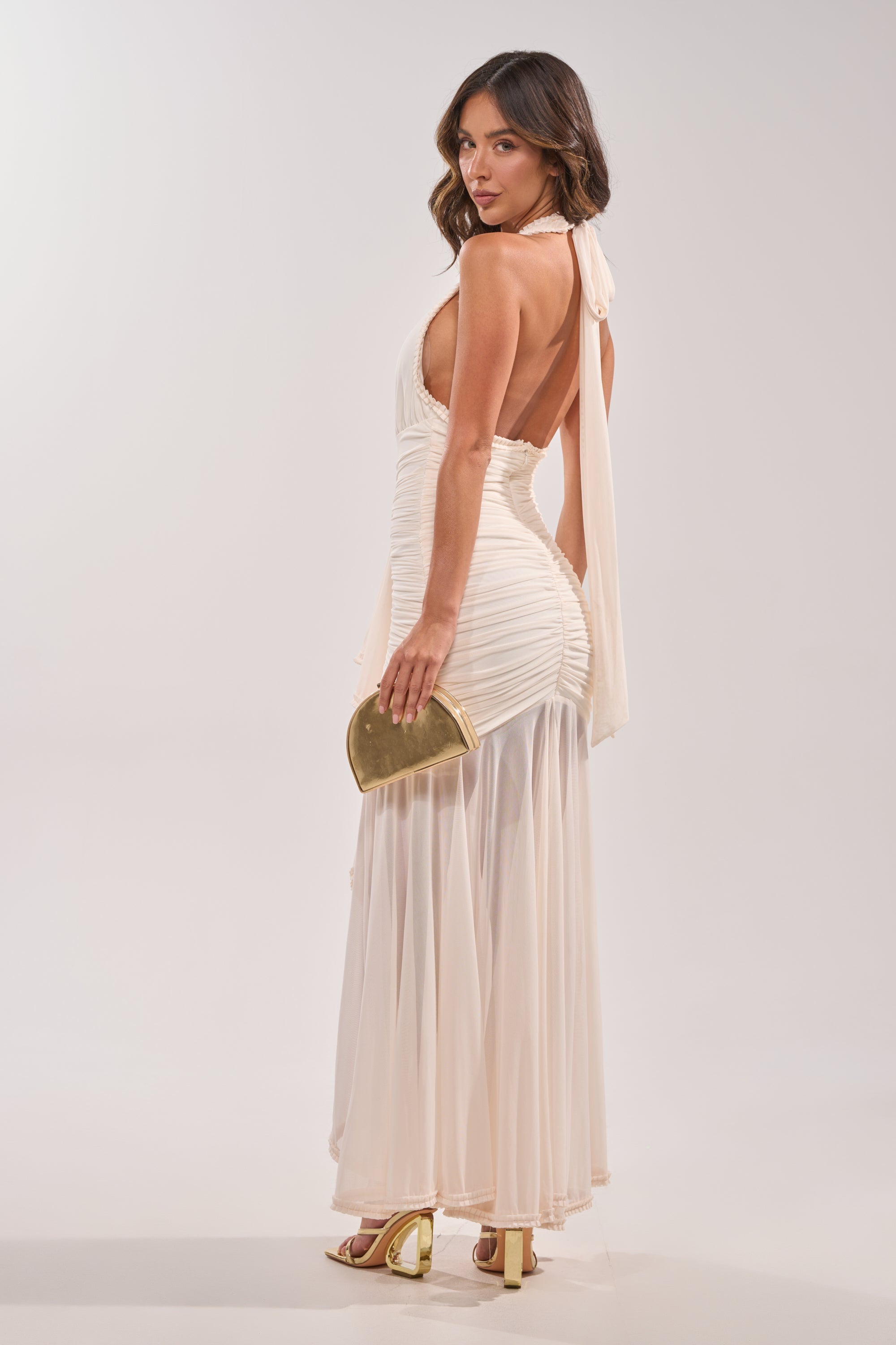 SWEET SUNSET MESH MAXI DRESS IN WHITE